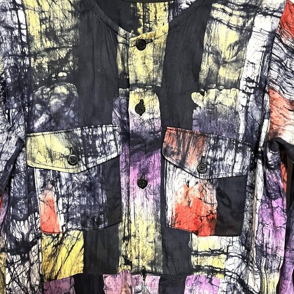 Tie Dye fun print oversized jumpsuit overall utility suit hand dyed batik fabric - Picture 6 of 13